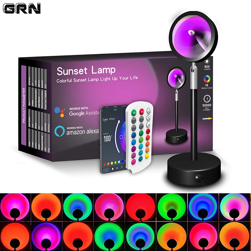 Home Decor Free App - 스마트 LED 선셋 램프, 다채로운 변화,