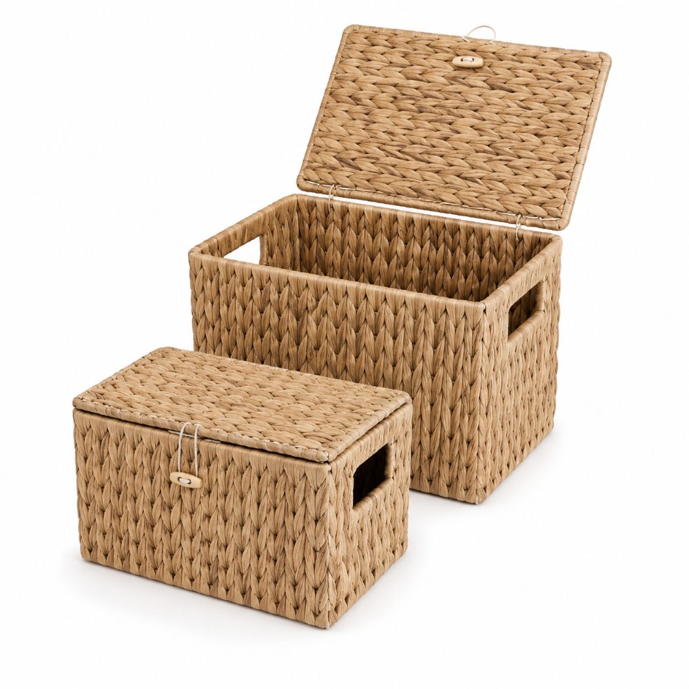 Rattan Plant Basket - 물히아신스 위커 수납 바구니 직사각형 손잡이