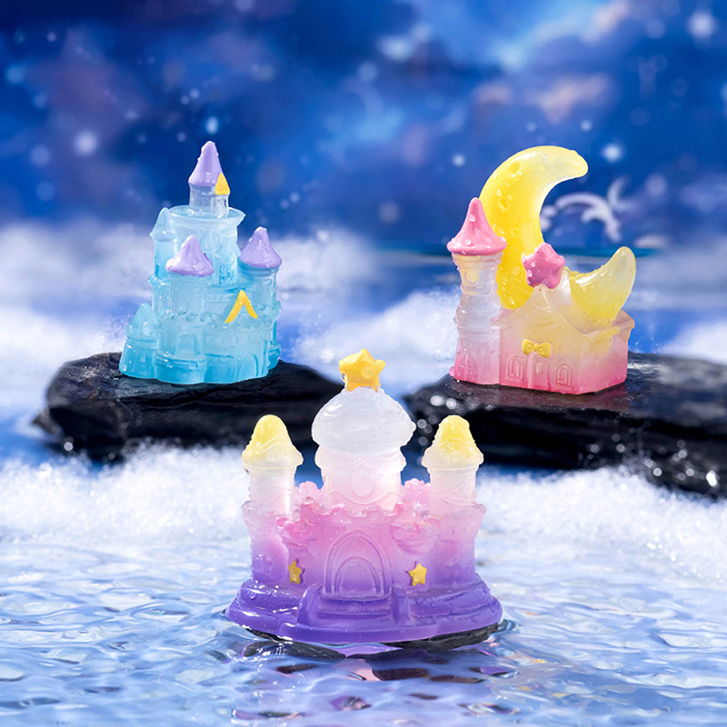 Home Decor Za - 1Pcs 빛나는 미니 성 마이크로 조경