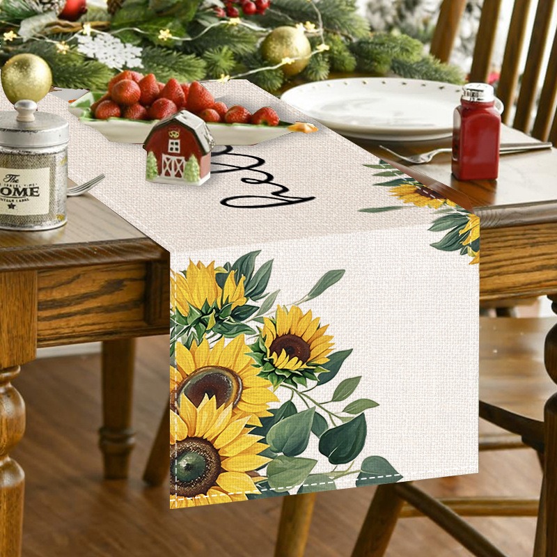 5PCS 봄 여름 꽃 해바라기 테이블 러너 플레이스 매 - Linen Table Runner 리뷰 및 가격