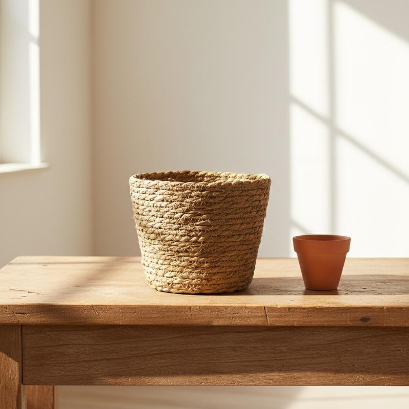라탄 바구니 화분, 정원 테라스용 짚 화분, 발코니와  - Rattan Plant Basket 리뷰 및 가격