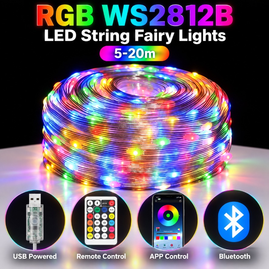 5~20m WS2812B RGB LED 전구 스트링 조 - Home Decor Free App 리뷰 및 가격