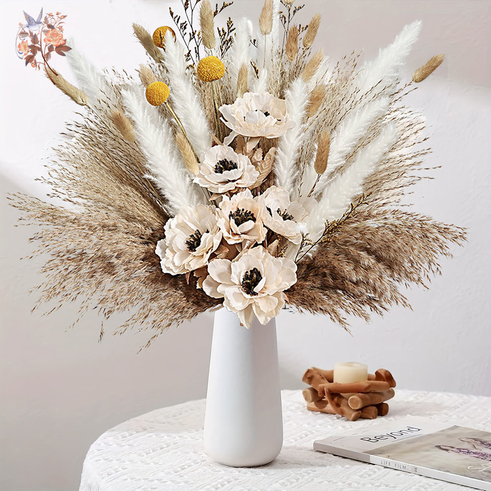 55Pcs 인공 꽃 꽃다발 푹신한 팜파스 잔디 믹스 가 - Pampas Grass Decor 리뷰 및 가격