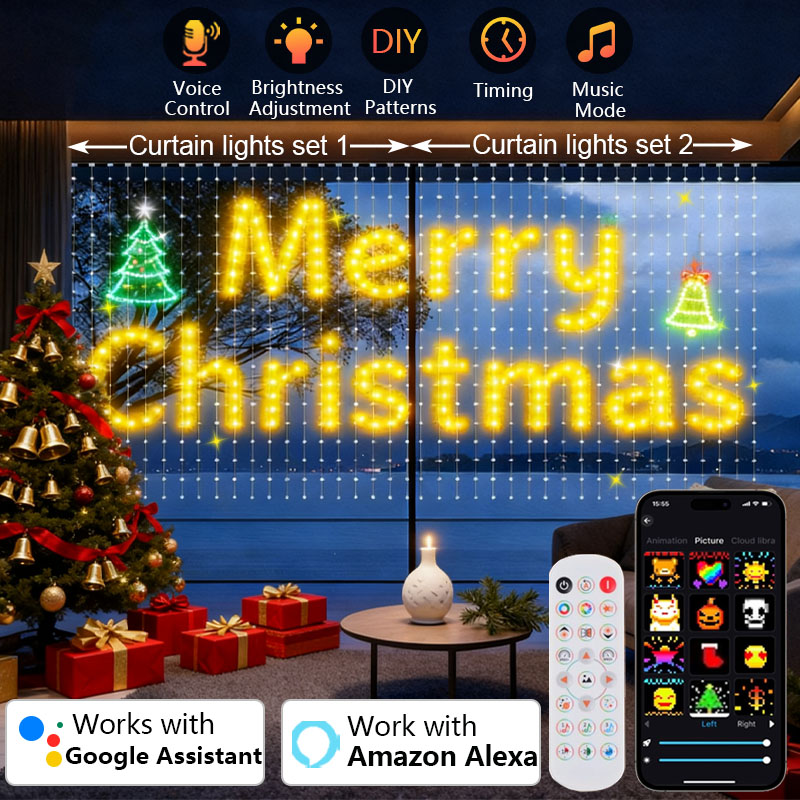 1/2PCS 400LED 스마트 커튼 라이트 크리스마스 - Home Decor Free App 리뷰 및 가격
