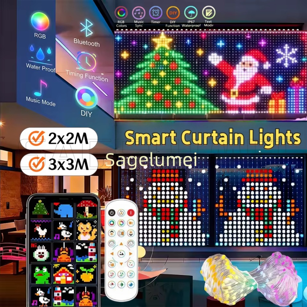 1.6m~3m 스마트 LED 커튼 조명, 앱으로 제어  - Home Decor Free App 리뷰 및 가격