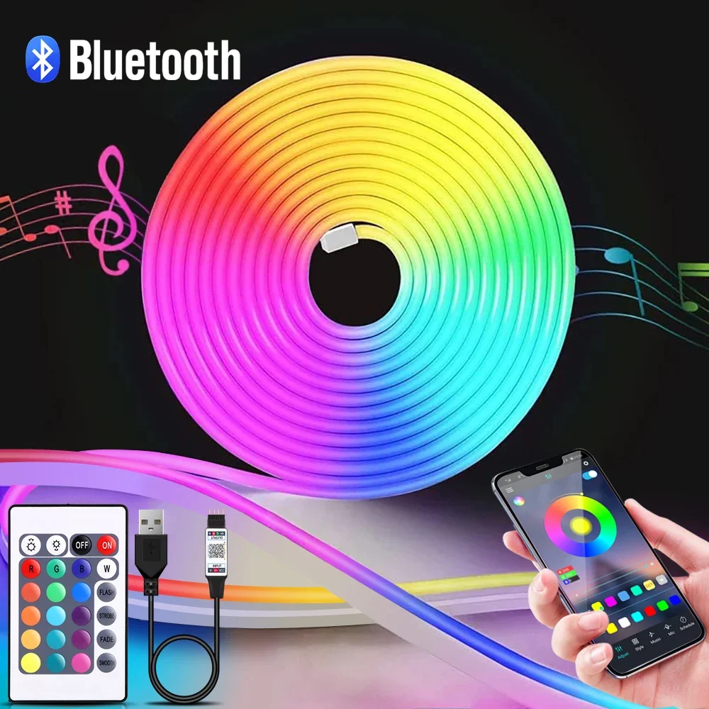 1-5m RGB LED 네온 스트립 라이트 5V USB - Home Decor Free App 리뷰 및 가격